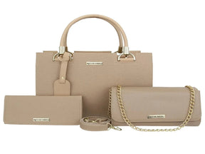 Kit Bolsa Feminina Nude 3 Peças, Bolsa Baú + Bolsa Clutch